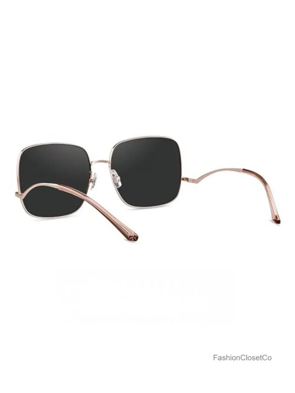 Oversized Square Polarized Sunglasses Women UV400 Nylon Lens Metal Frame